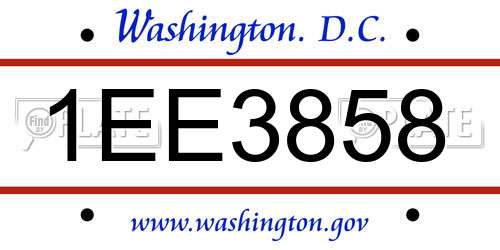 1EE3858 District Of Columbia License Plate