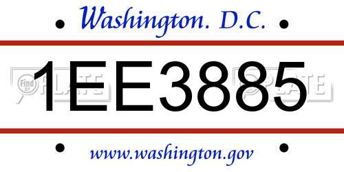 1EE3885 District Of Columbia License Plate