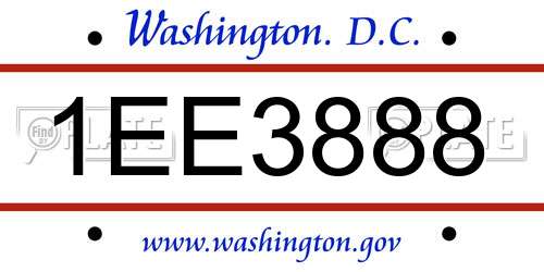 1EE3888 District Of Columbia License Plate