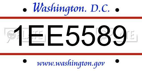 1EE5589 District Of Columbia License Plate