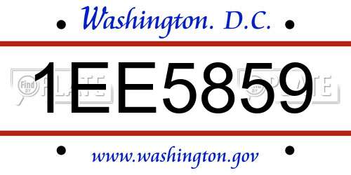 1EE5859 District Of Columbia License Plate
