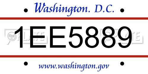 1EE5889 District Of Columbia License Plate