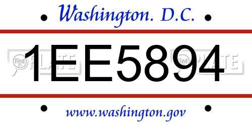 1EE5894 District Of Columbia License Plate