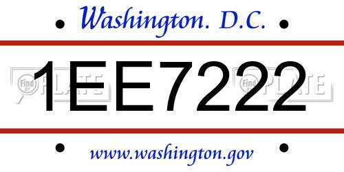 1EE7222 District Of Columbia License Plate