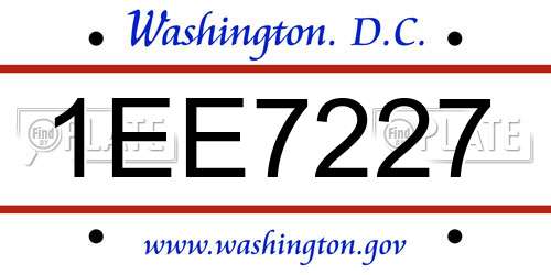 1EE7227 District Of Columbia License Plate