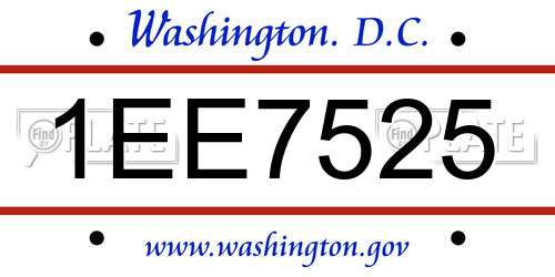 1EE7525 District Of Columbia License Plate
