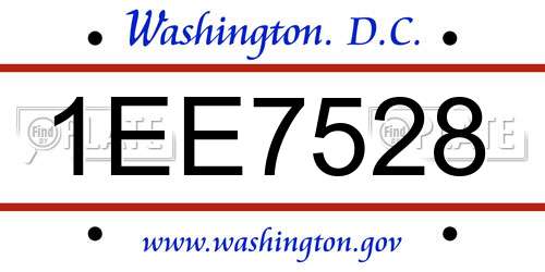 1EE7528 District Of Columbia License Plate