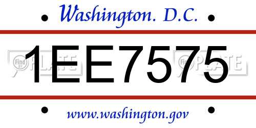 1EE7575 District Of Columbia License Plate