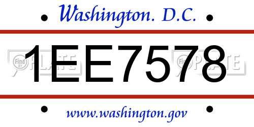 1EE7578 District Of Columbia License Plate