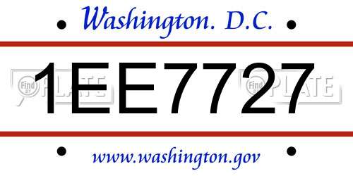 1EE7727 District Of Columbia License Plate