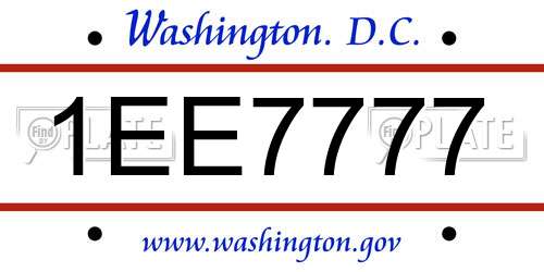 1EE7777 District Of Columbia License Plate