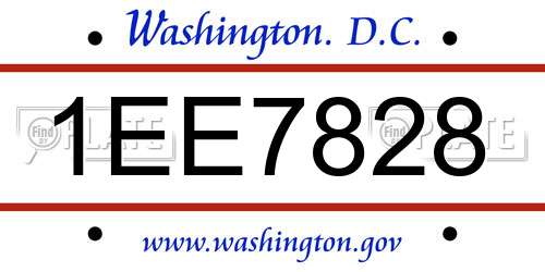 1EE7828 District Of Columbia License Plate