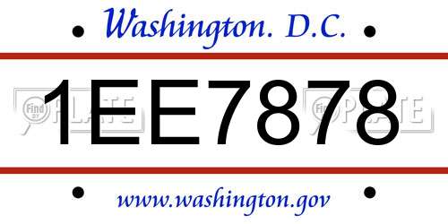 1EE7878 District Of Columbia License Plate