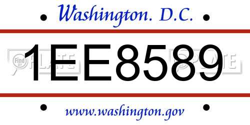 1EE8589 District Of Columbia License Plate
