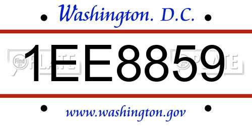 1EE8859 District Of Columbia License Plate