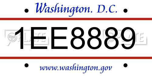 1EE8889 District Of Columbia License Plate