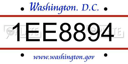 1EE8894 District Of Columbia License Plate