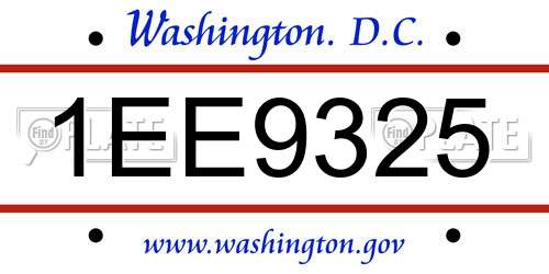1EE9325 District Of Columbia License Plate