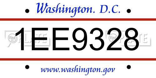 1EE9328 District Of Columbia License Plate