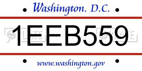1EEB559 District Of Columbia License Plate