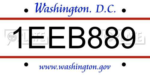 1EEB889 District Of Columbia License Plate
