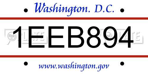 1EEB894 District Of Columbia License Plate