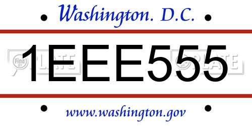 1EEE555 District Of Columbia License Plate
