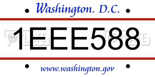 1EEE588 District Of Columbia License Plate