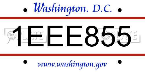 1EEE855 District Of Columbia License Plate