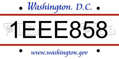 1EEE858 District Of Columbia License Plate
