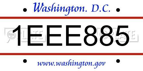 1EEE885 District Of Columbia License Plate