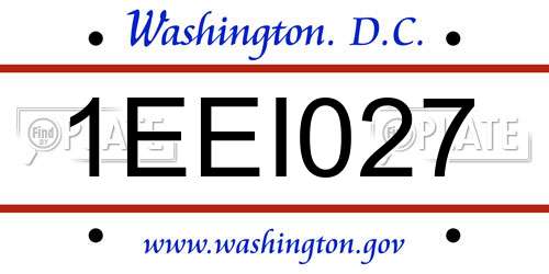 1EEI027 District Of Columbia License Plate