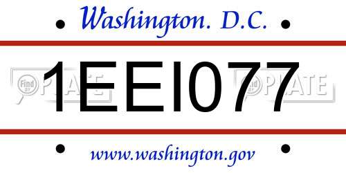 1EEI077 District Of Columbia License Plate
