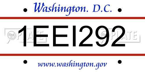 1EEI292 District Of Columbia License Plate
