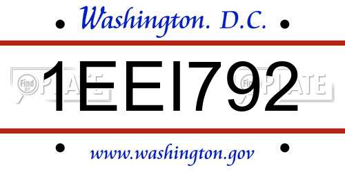 1EEI792 District Of Columbia License Plate