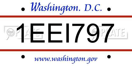 1EEI797 District Of Columbia License Plate