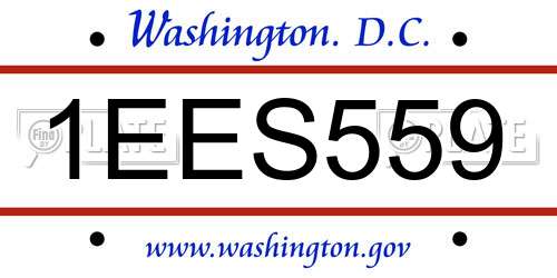 1EES559 District Of Columbia License Plate
