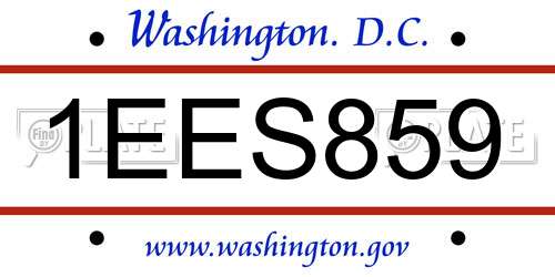 1EES859 District Of Columbia License Plate