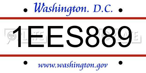 1EES889 District Of Columbia License Plate