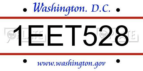 1EET528 District Of Columbia License Plate