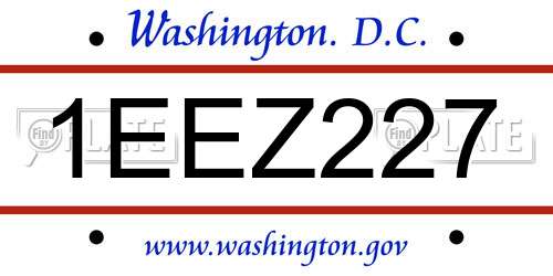 1EEZ227 District Of Columbia License Plate