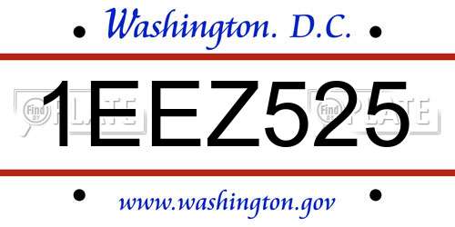 1EEZ525 District Of Columbia License Plate