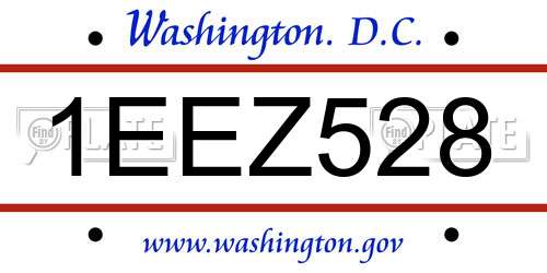 1EEZ528 District Of Columbia License Plate