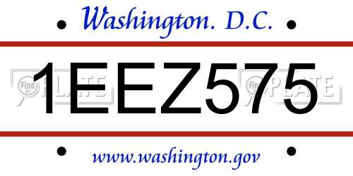 1EEZ575 District Of Columbia License Plate