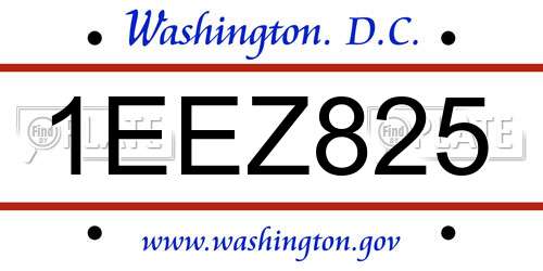 1EEZ825 District Of Columbia License Plate