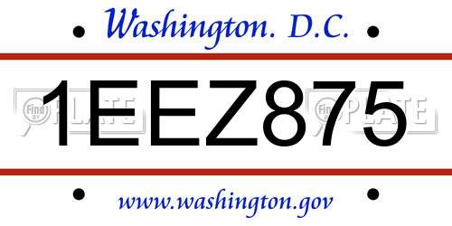 1EEZ875 District Of Columbia License Plate