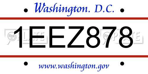 1EEZ878 District Of Columbia License Plate