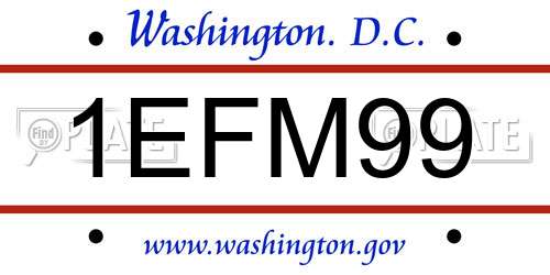 1EFM99 District Of Columbia License Plate