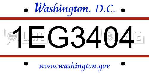 1EG3404 District Of Columbia License Plate
