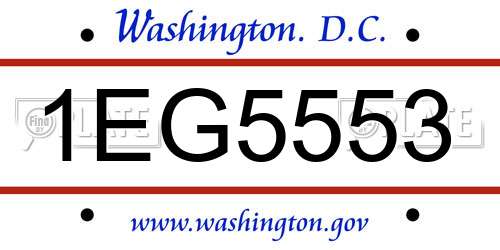 1EG5553 District Of Columbia License Plate